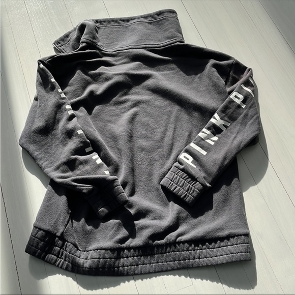 Victoria’s Secret Pink Sweatshirt Gray Quarter Zip S - Picture 2 of 6